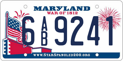 MD license plate 6AB9241