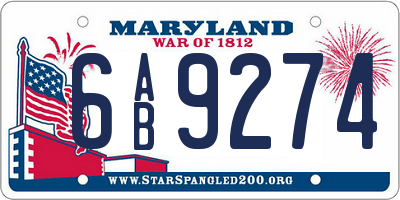 MD license plate 6AB9274