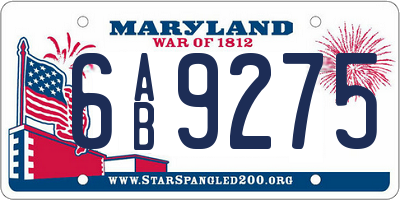 MD license plate 6AB9275