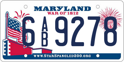 MD license plate 6AB9278