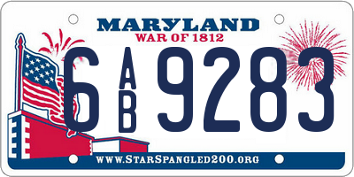 MD license plate 6AB9283