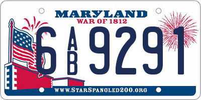 MD license plate 6AB9291