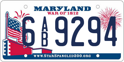 MD license plate 6AB9294