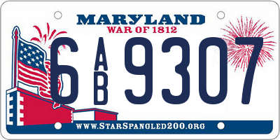 MD license plate 6AB9307