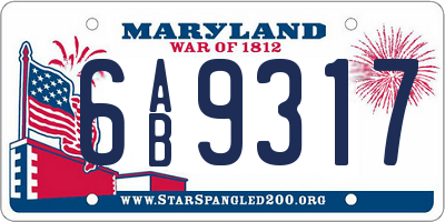MD license plate 6AB9317