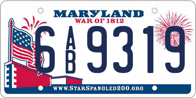 MD license plate 6AB9319