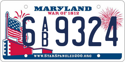 MD license plate 6AB9324