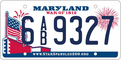 MD license plate 6AB9327