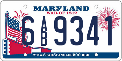 MD license plate 6AB9341