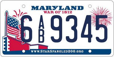 MD license plate 6AB9345