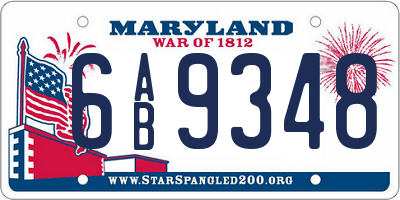 MD license plate 6AB9348