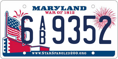 MD license plate 6AB9352