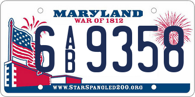 MD license plate 6AB9358