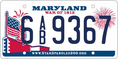MD license plate 6AB9367
