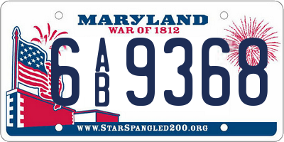 MD license plate 6AB9368