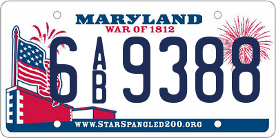 MD license plate 6AB9388