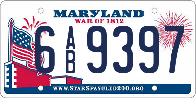 MD license plate 6AB9397