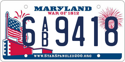 MD license plate 6AB9418