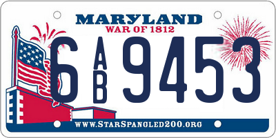MD license plate 6AB9453
