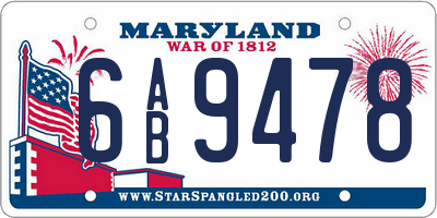 MD license plate 6AB9478
