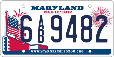 MD license plate 6AB9482