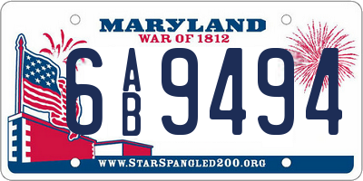 MD license plate 6AB9494