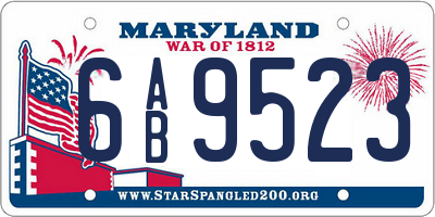 MD license plate 6AB9523