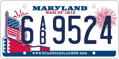 MD license plate 6AB9524