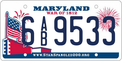 MD license plate 6AB9533