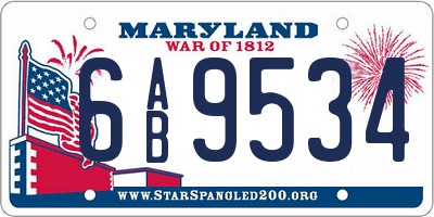 MD license plate 6AB9534