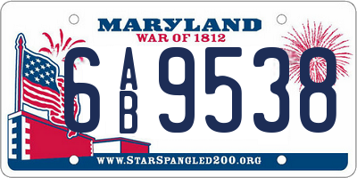MD license plate 6AB9538