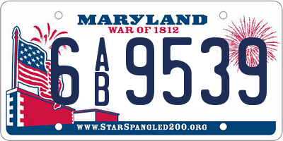 MD license plate 6AB9539