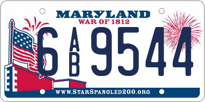 MD license plate 6AB9544