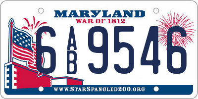 MD license plate 6AB9546