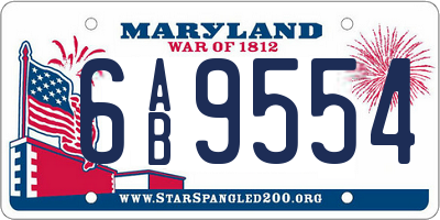 MD license plate 6AB9554