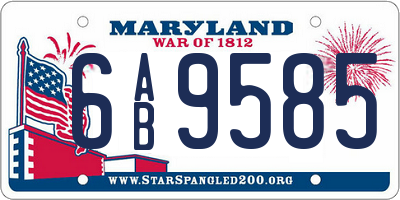 MD license plate 6AB9585