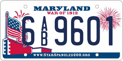 MD license plate 6AB9601