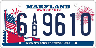 MD license plate 6AB9610