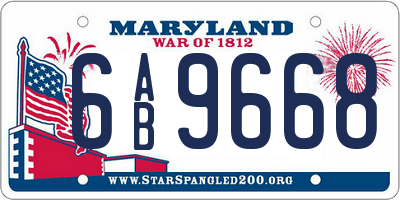 MD license plate 6AB9668