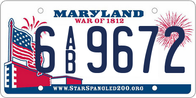 MD license plate 6AB9672
