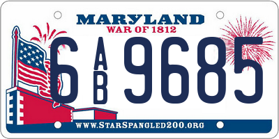 MD license plate 6AB9685
