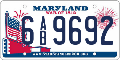 MD license plate 6AB9692