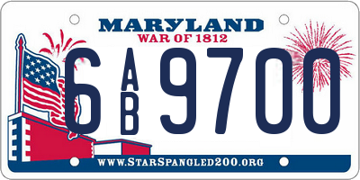 MD license plate 6AB9700