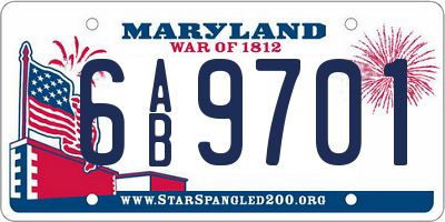 MD license plate 6AB9701