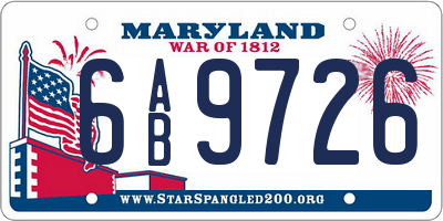 MD license plate 6AB9726