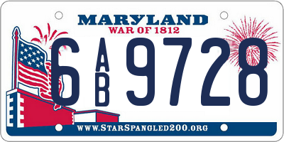 MD license plate 6AB9728