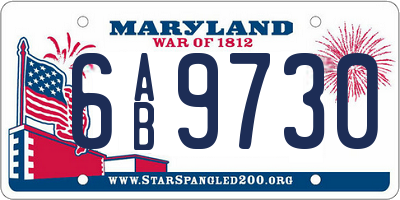 MD license plate 6AB9730