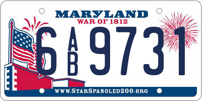 MD license plate 6AB9731