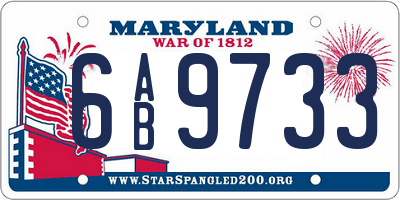 MD license plate 6AB9733