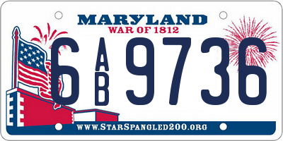 MD license plate 6AB9736